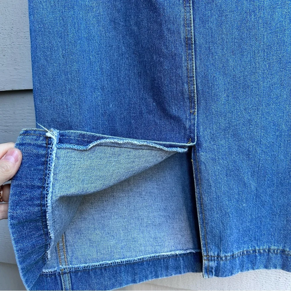 Vintage Daniel Hechter Denim Skirt 90s 100% Cotton Maxi Made in Canada Size 27